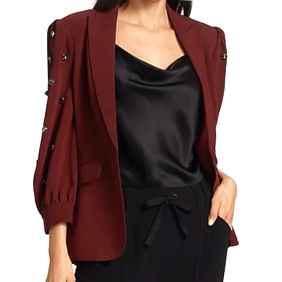 Cinq a Sept Amie Bejeweled 3/4" Puff Sleeve Tailored Fitted
Blazer Size 4 NEW - Picture 6 of 13